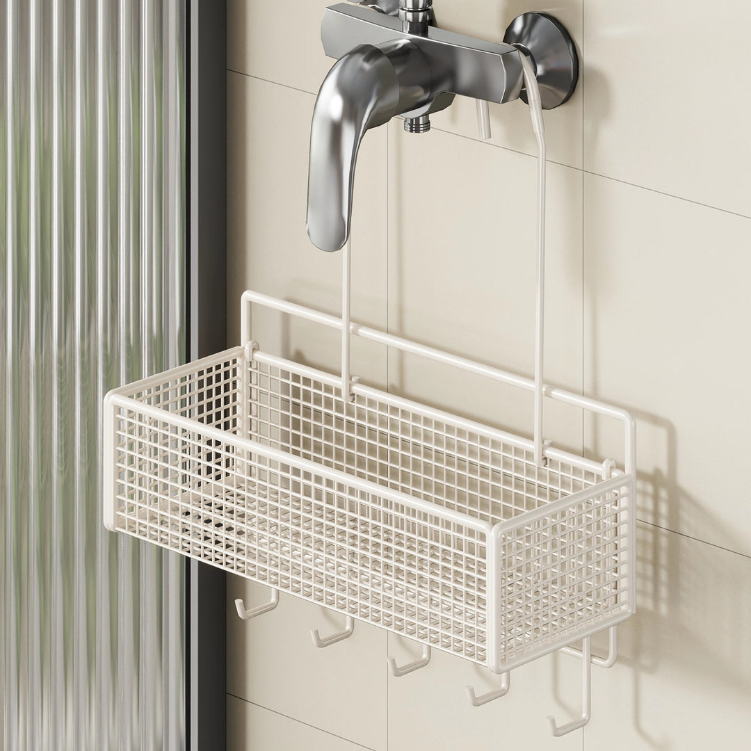 Overhead Faucet Hanging Mesh Shower Caddy with Hook Rack