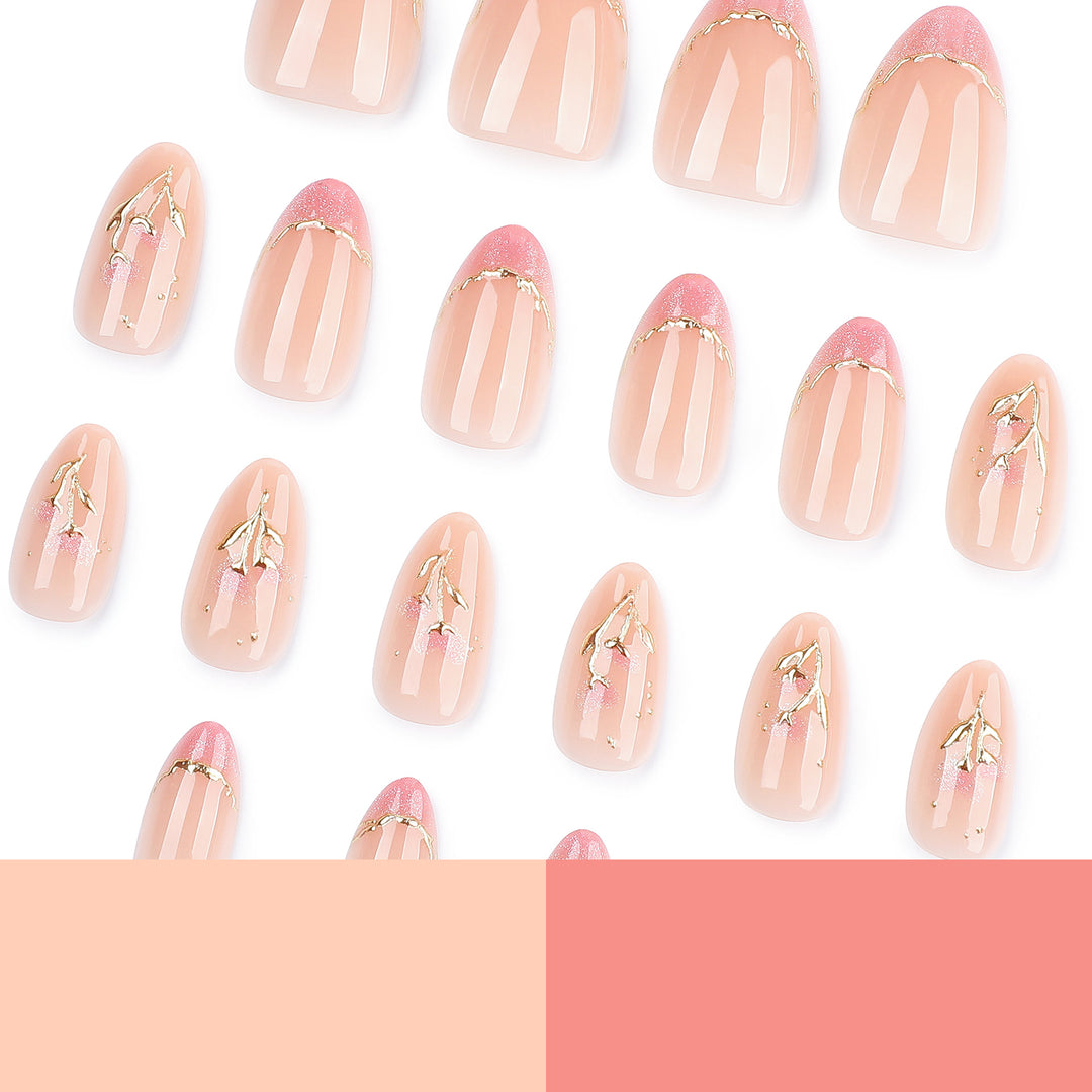 Elegant artificial nails with floral design and glitter Kalsten