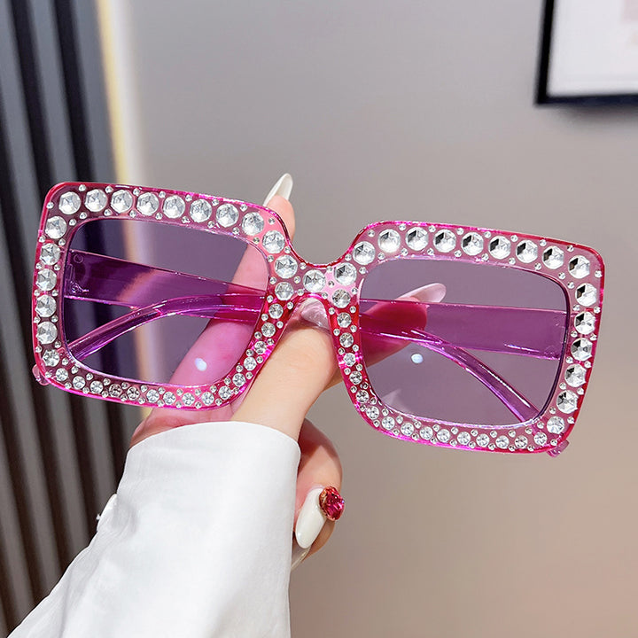 Glamorous Rhinestone-Embellished Square Sunglasses Kalsten