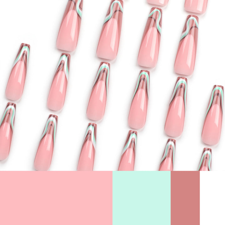 Artful acrylic nails with elegant wave design Kalsten