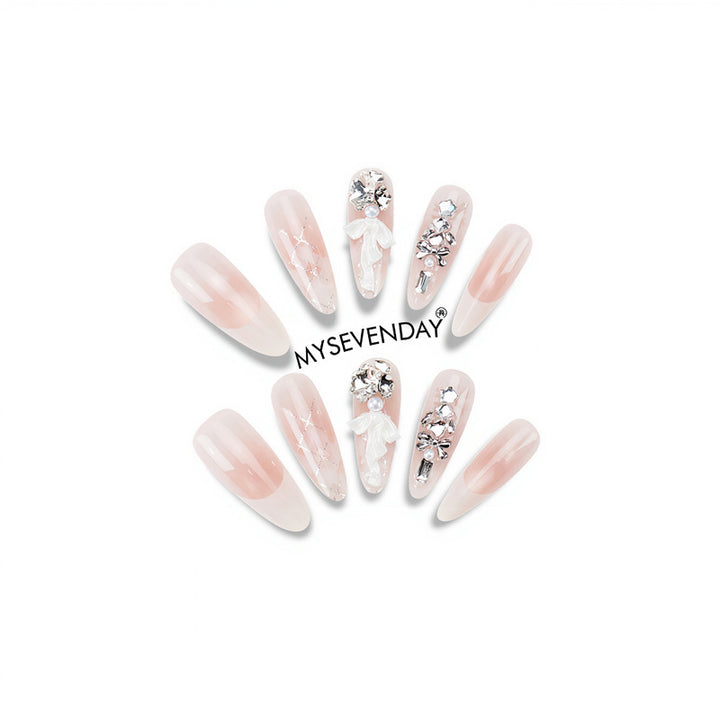 Decorative Press-On Nail Set with Star and Bow Designs Kalsten