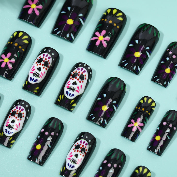 Creative artificial nails with sugar skull design Kalsten