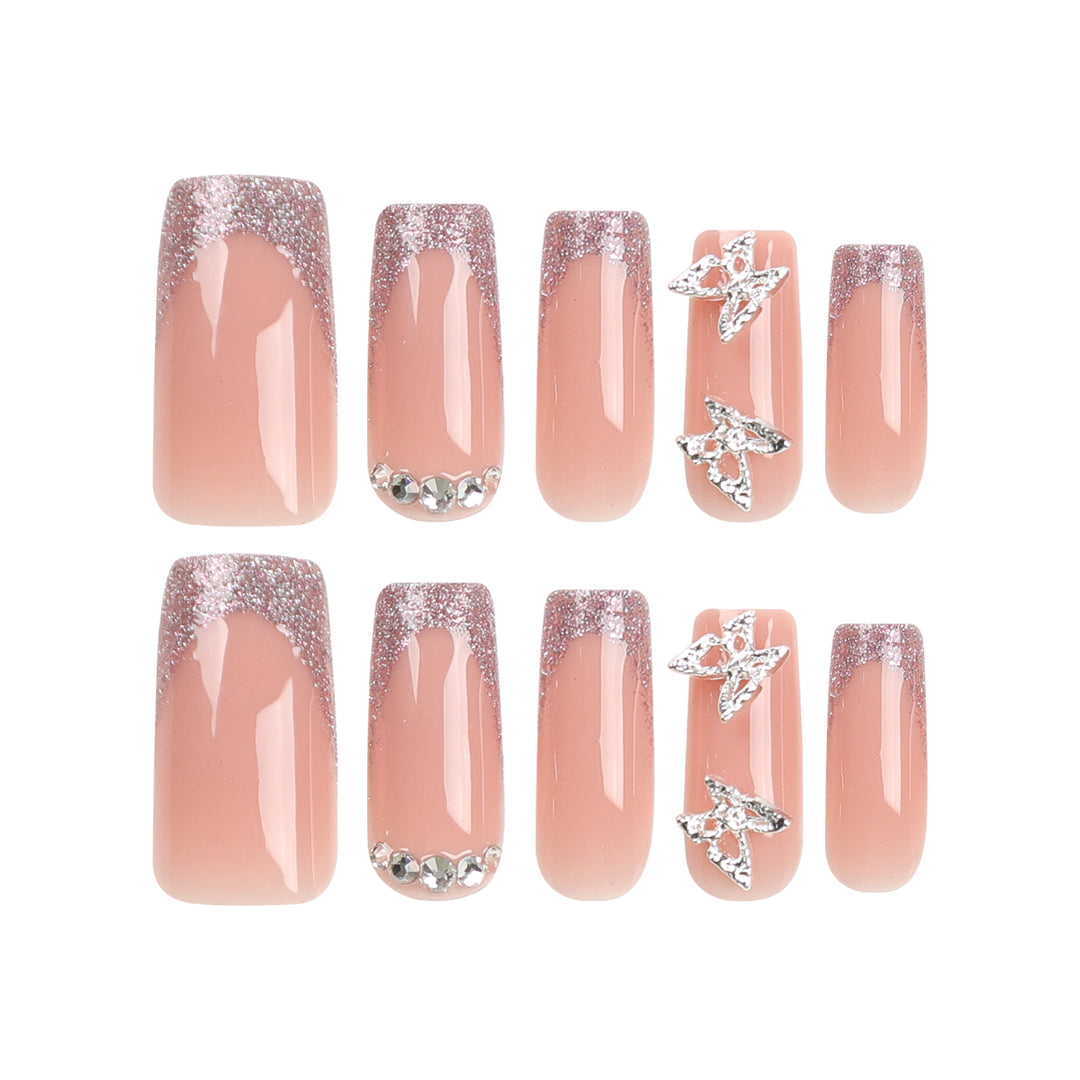 Artful Nail Extensions with Glitter and Decorative Accents Kalsten