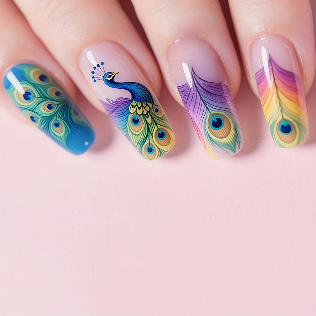 Creative Nail Art with Peacock Design Kalsten