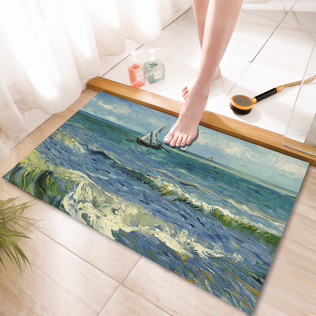 Artistic Ocean Scene Bath Mat