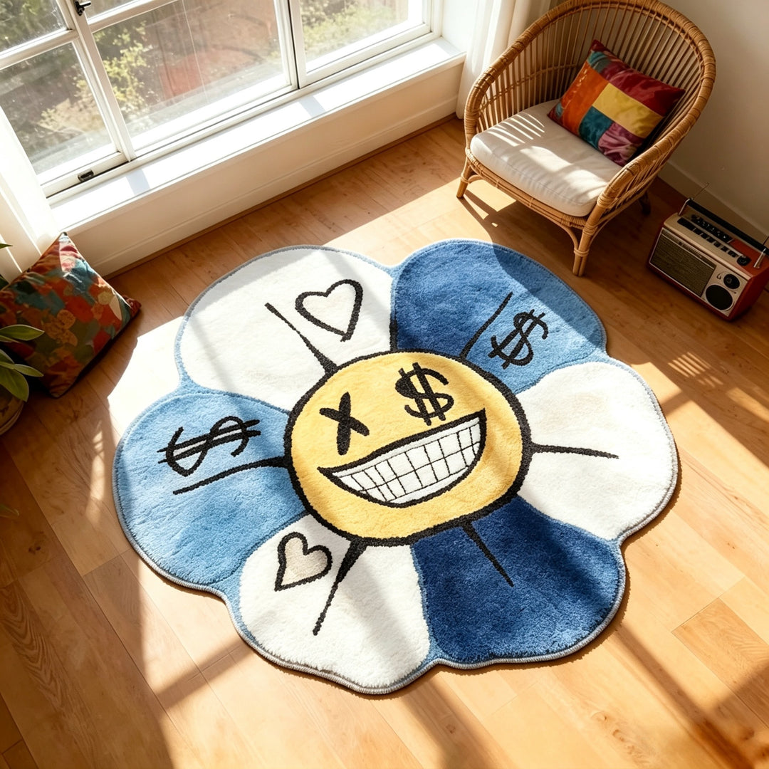 Decorative Emoji Flower Shaped Area Rug