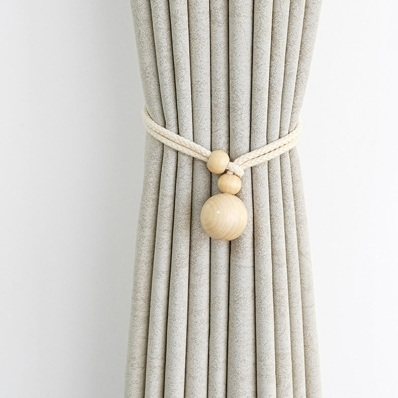 Elegant curtain holder with wooden beads Kalsten