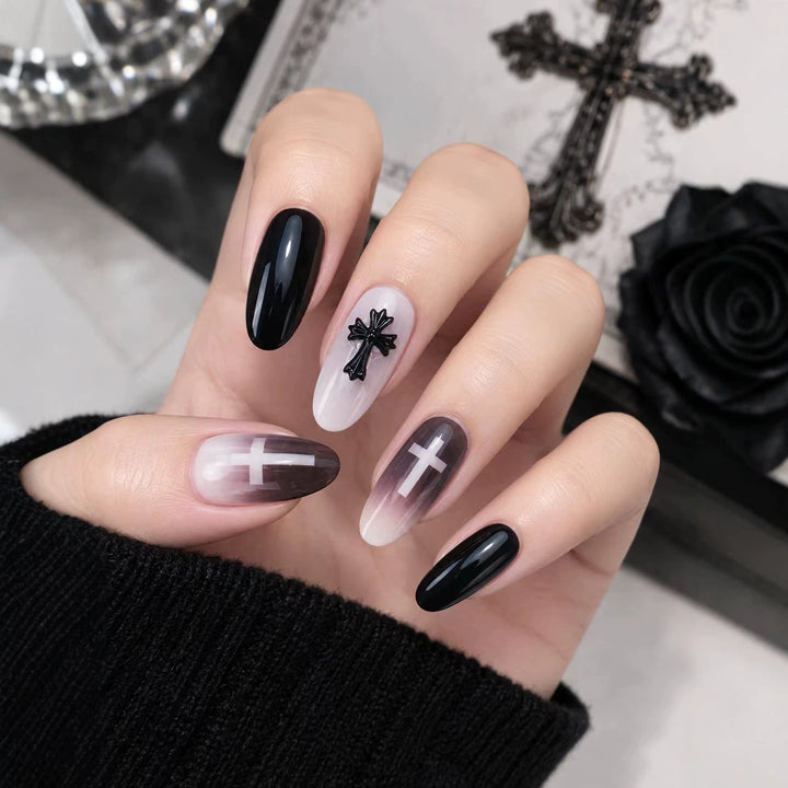 Gothic Cross-Themed Press-On Nails Kalsten