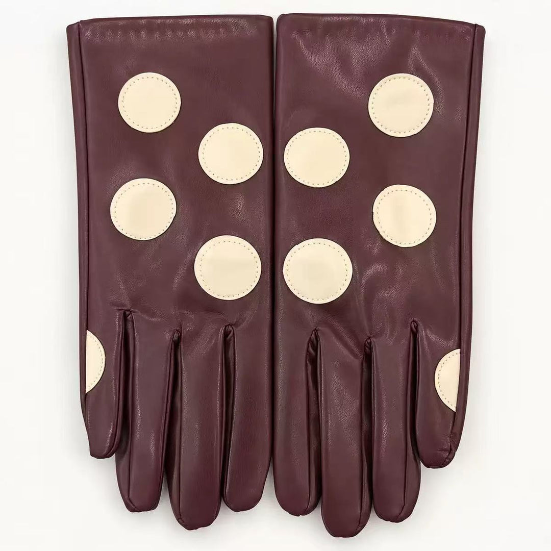 Stylish Leather Touchscreen Gloves with Polka Dot Accents Kalsten