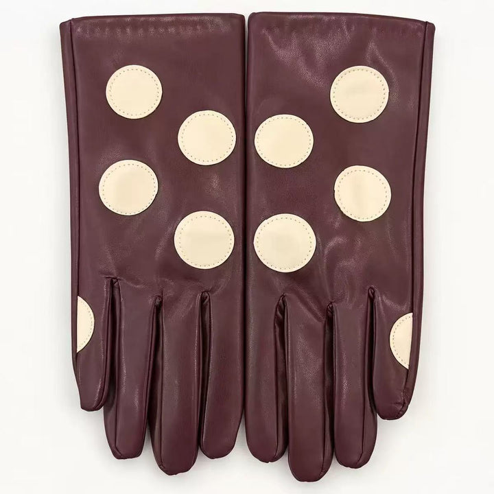 Stylish Leather Touchscreen Gloves with Polka Dot Accents Kalsten