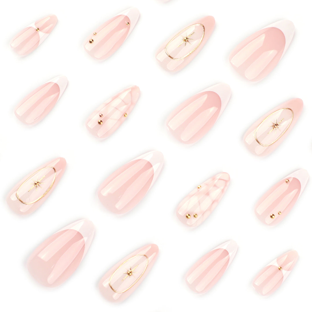 Elegant artificial nails with lustrous accents Kalsten