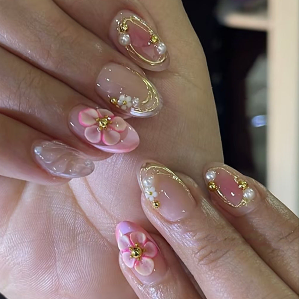 Floral Embellished Press-On Nail Art Set Kalsten