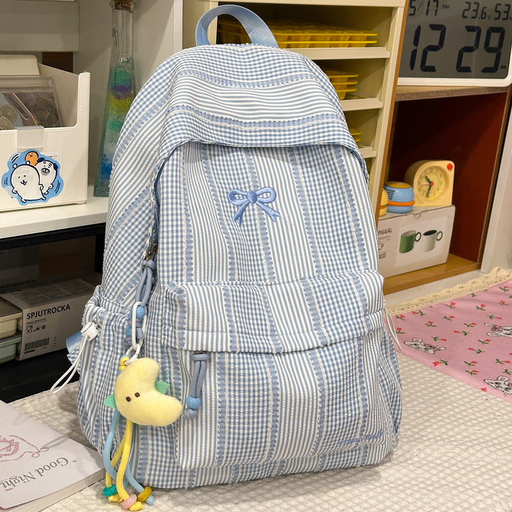 Cute Checked Patterned School Backpack Kalsten