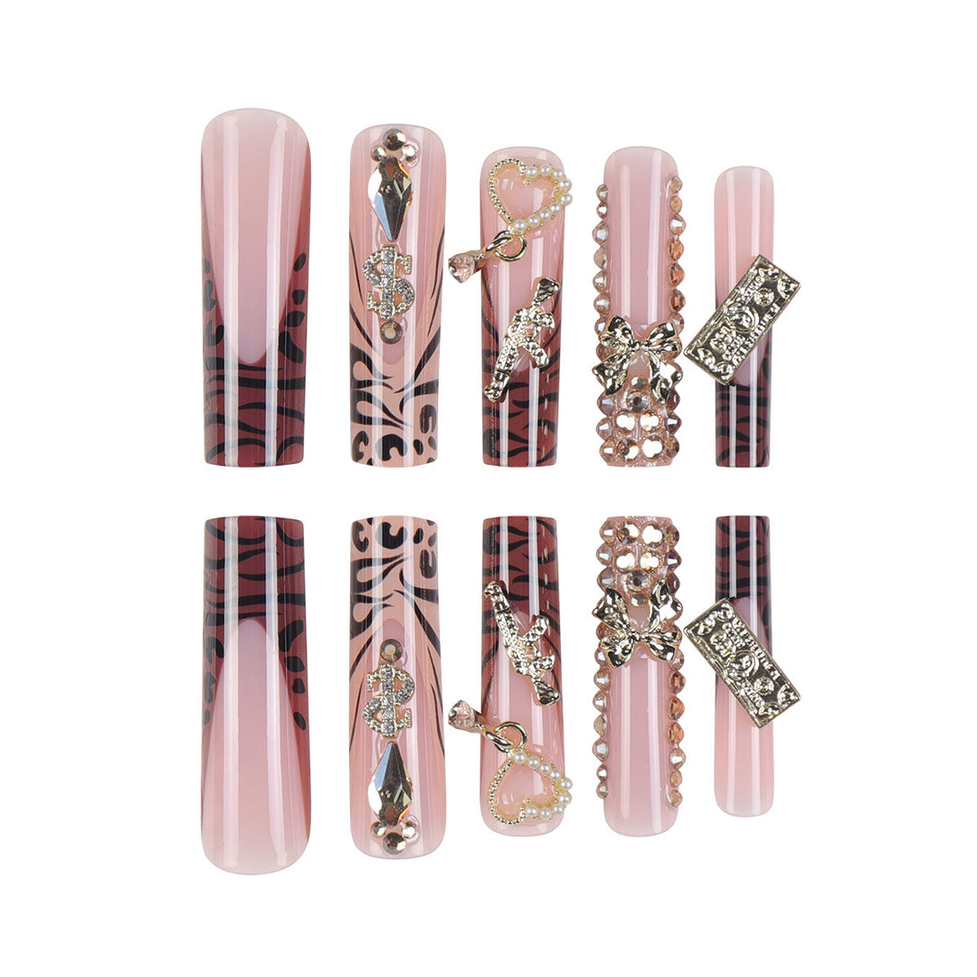 Glamorous Stiletto Press-On Nails with Decorative Accents Kalsten