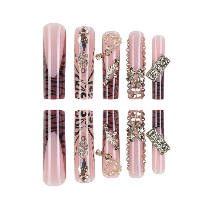 Glamorous Stiletto Press-On Nails with Decorative Accents Kalsten