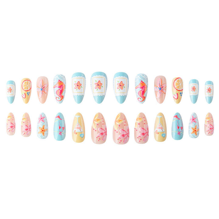 Artistic Tropical-Themed Press-On Nails Kalsten
