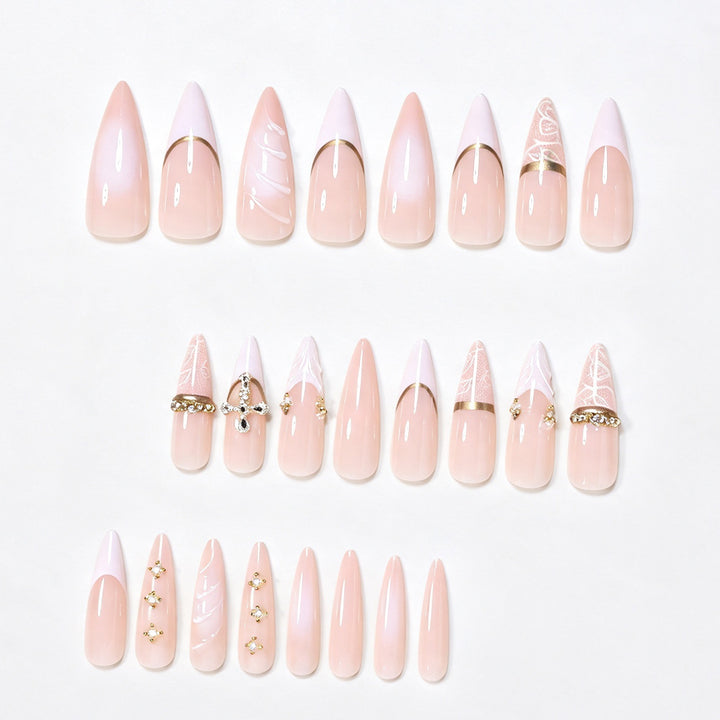 Elegant Stiletto Nail Art Tips with Embellishments Kalsten