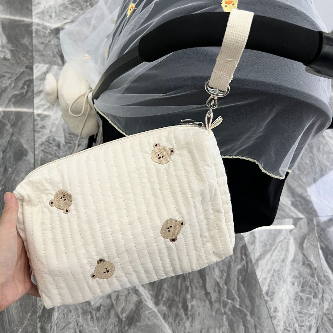 Quilted Insulated Changing Crossbody Bag with Teddy Applique