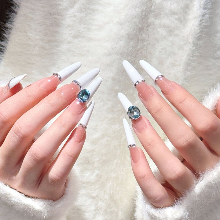 Luxury Rhinestone-Accented Stiletto Press-On Nail Art Kalsten