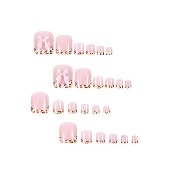 Nail art set with vibrant bow design and trendy leopard pattern Kalsten