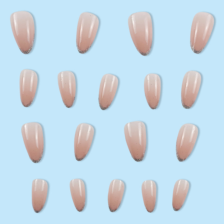 Elegant Glittered Almond-Shaped Press-On Nail Tips Kalsten