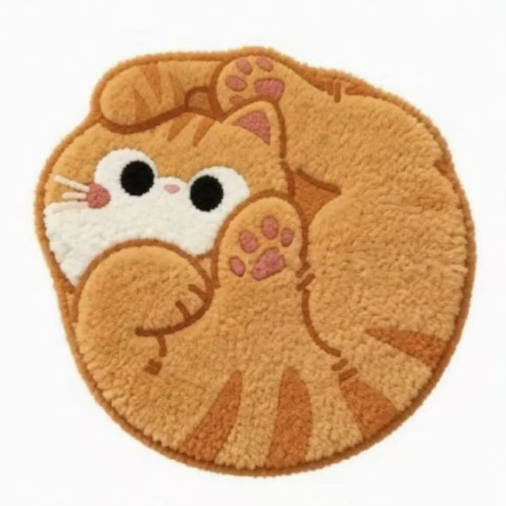 Cartoon Cat-Themed Round Area Rug