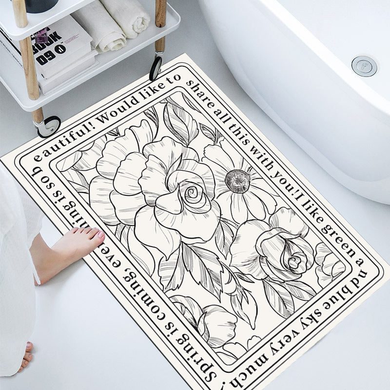 Floral-Themed Bathroom Mat