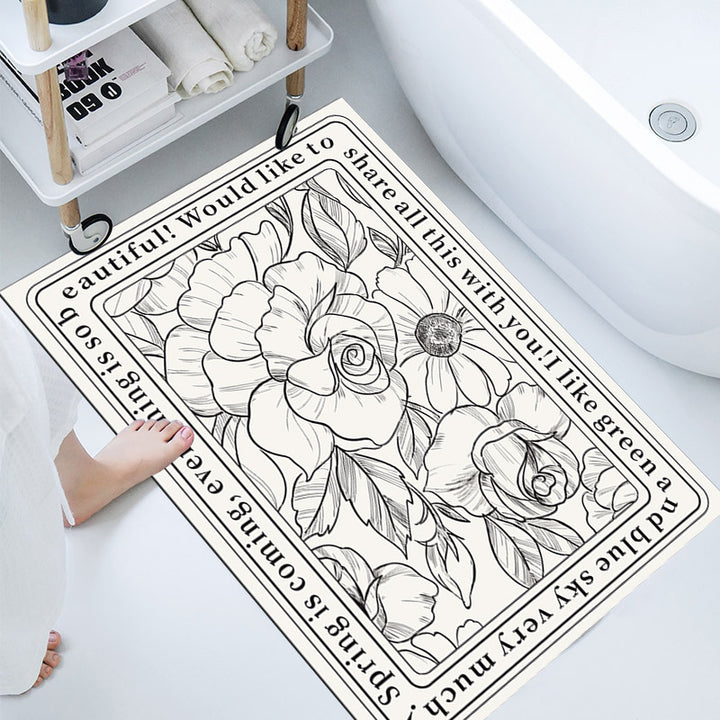 Floral-Themed Bathroom Mat