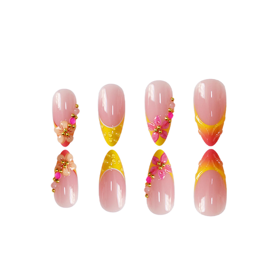 Artistic Floral Accent Press-On Nail Set Kalsten