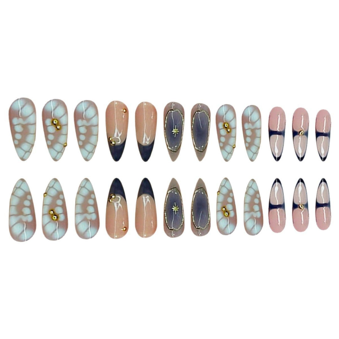 Premium Artistic Stiletto Press-On Nails with Gold Accents Kalsten
