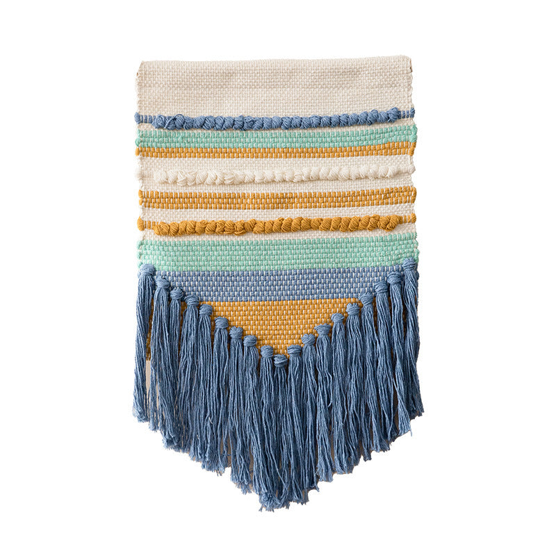 Boho Wall Hanging Macrame with Hand-Knotted Fringes and Woven Cable Patterns Kalsten