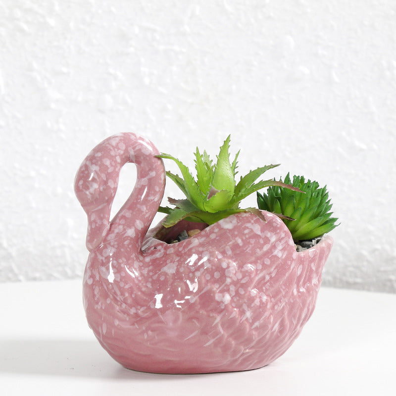 Decorative Ceramic Swan Planter Kalsten