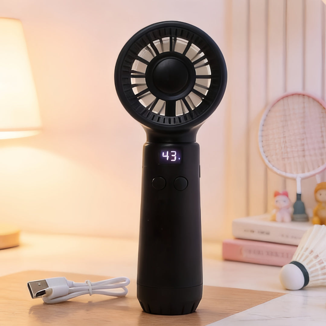 Cooling portable rechargeable bladeless handheld fan with LED speed display and USB charging Kalsten
