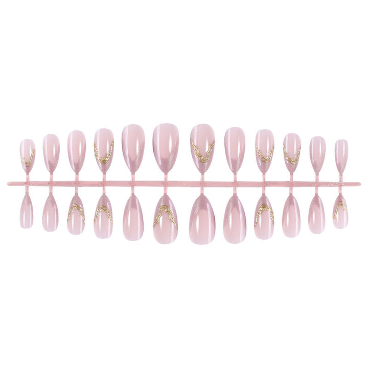 Artificial nail set with elegant gold accent and flower-shaped design Kalsten
