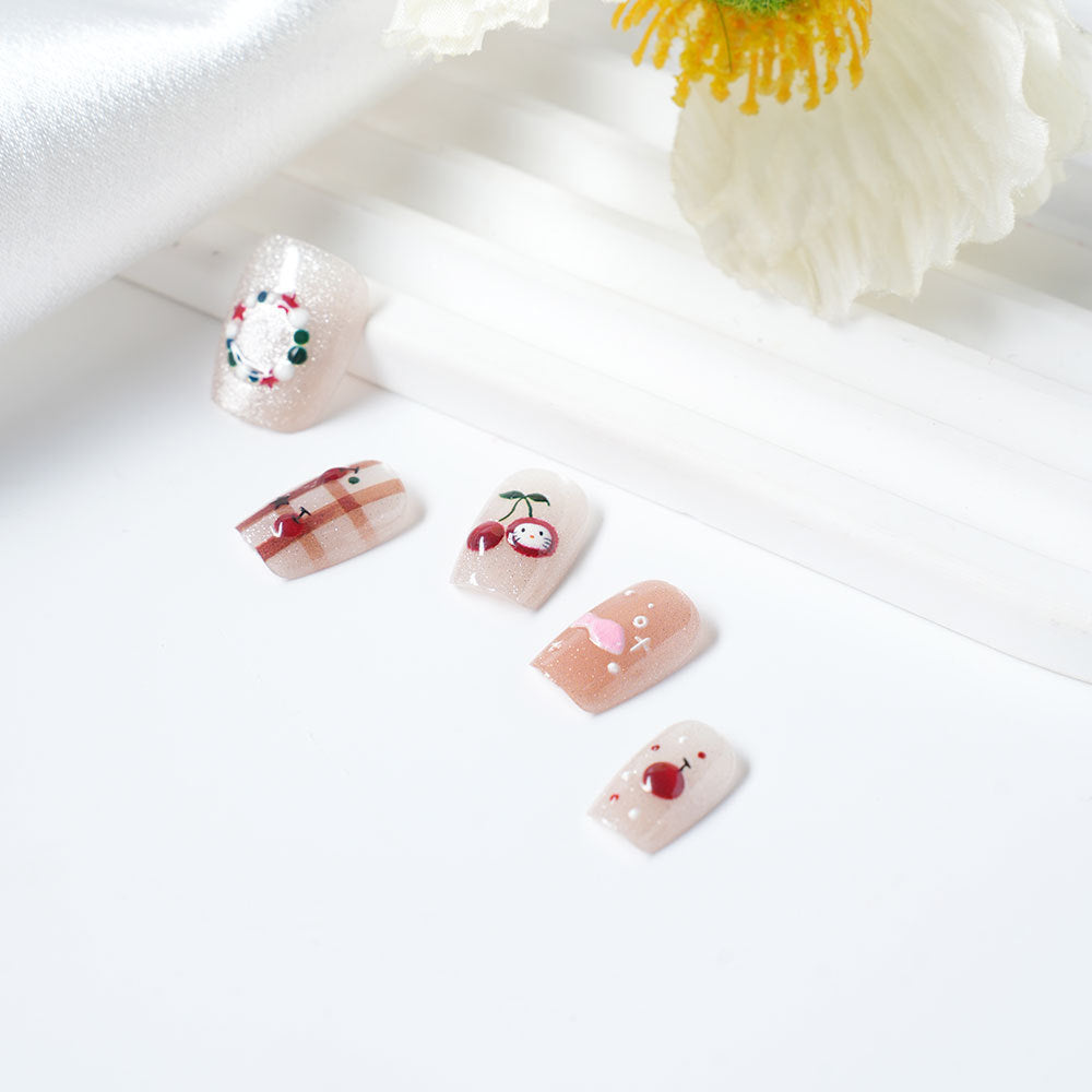 Artistic Press-On Nail Set with Whimsical Designs Kalsten