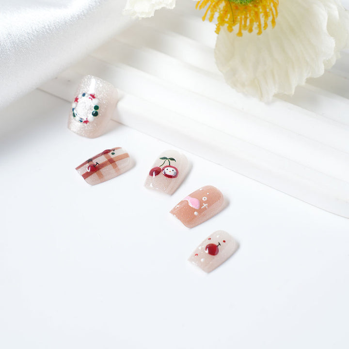 Artistic Press-On Nail Set with Whimsical Designs Kalsten