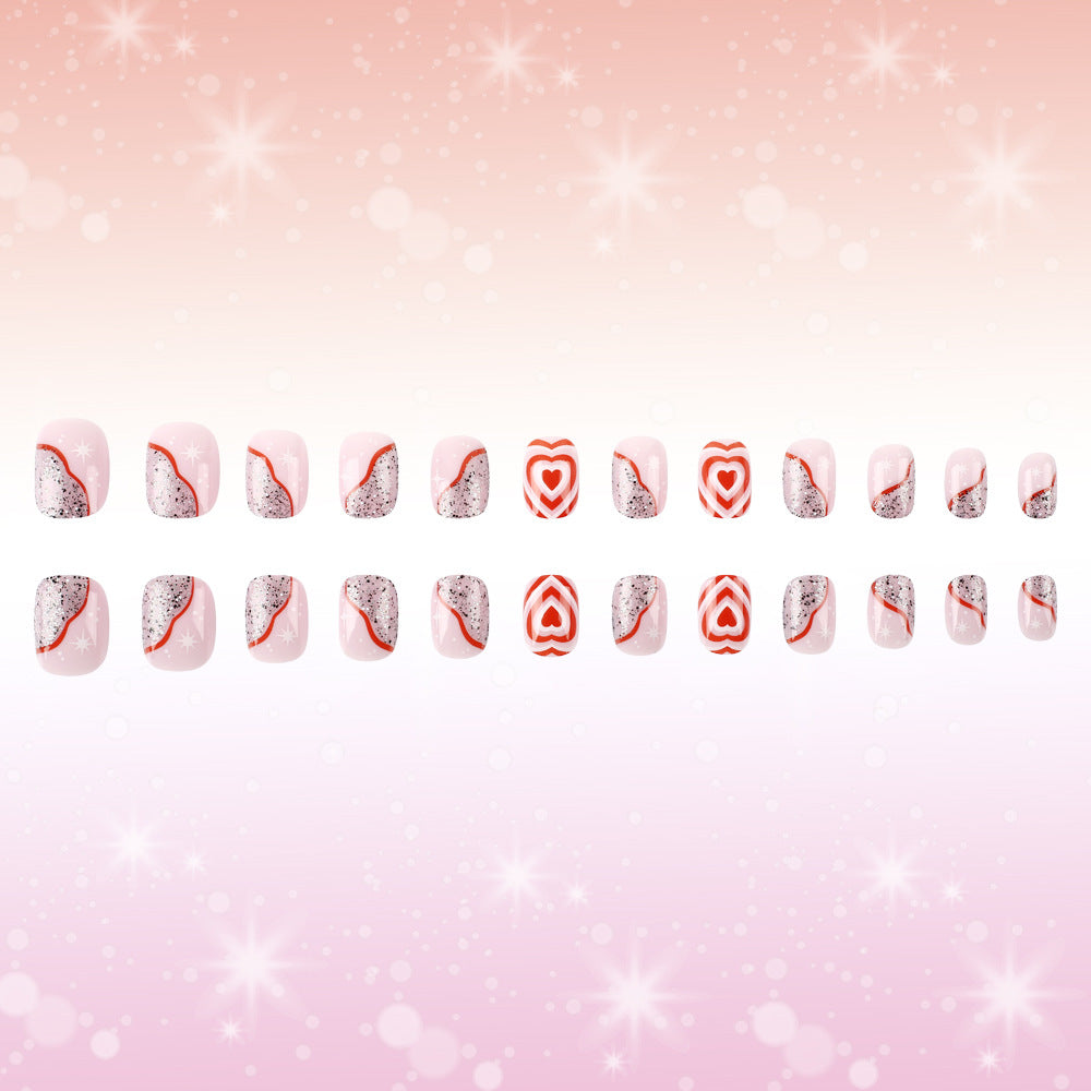 Heart-Themed Gel Nail Art Kalsten