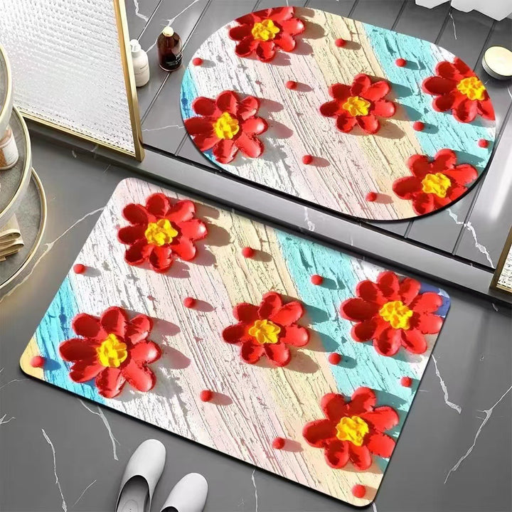 Floral Patterned Bath Mat Kalsten
