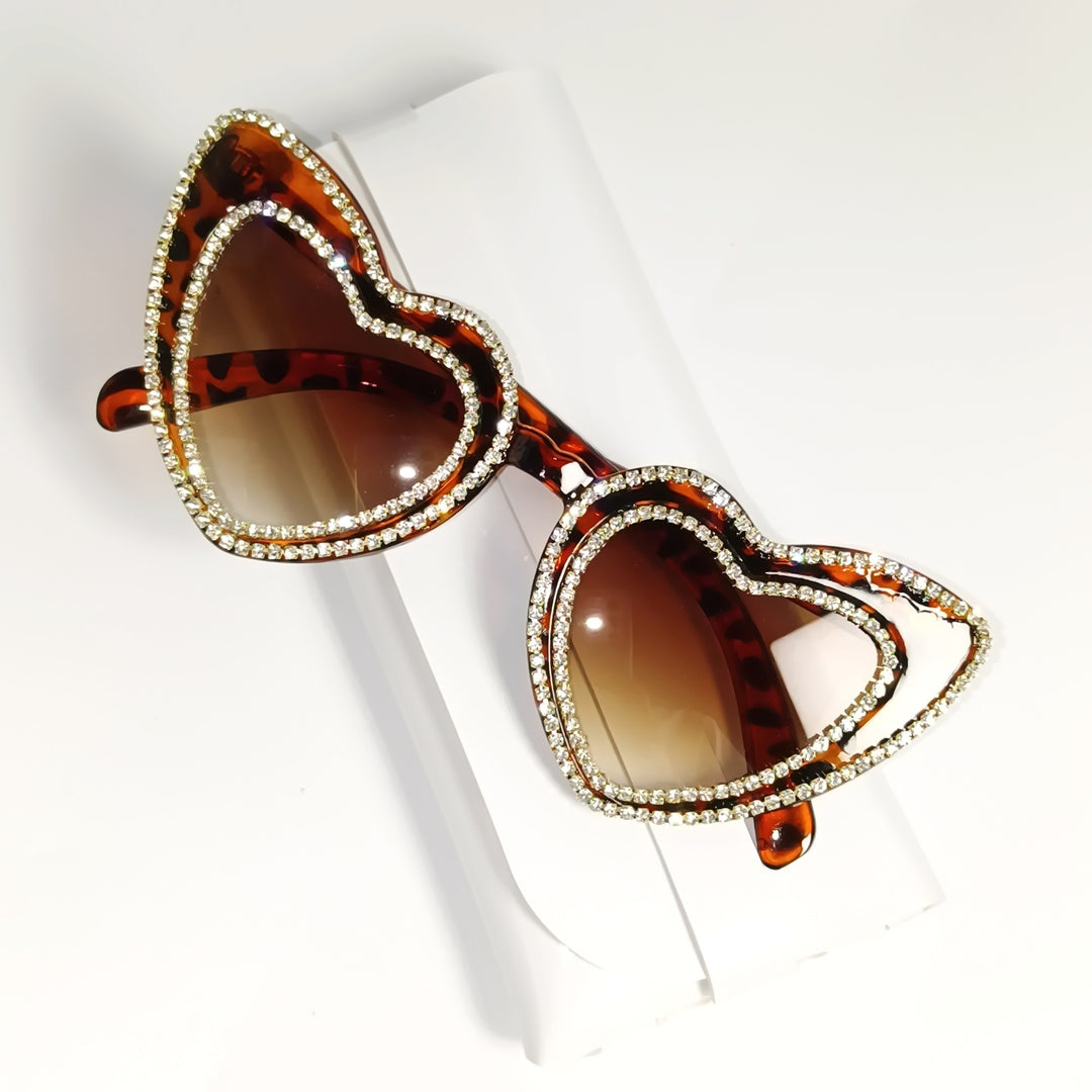 Rhinestone-Embellished Heart-Shaped Sunglasses Kalsten