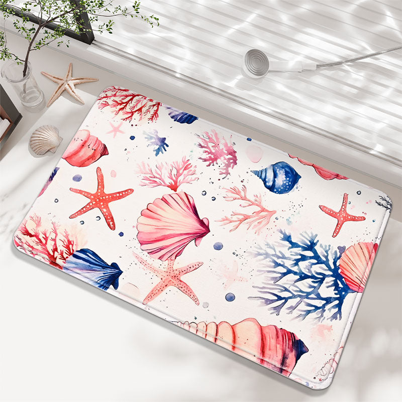 Coastal-Themed Memory Foam Bath Rug