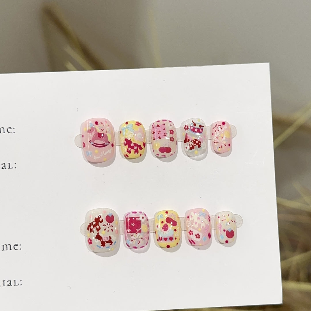 Whimsical Themed Press-On Nail Design Set