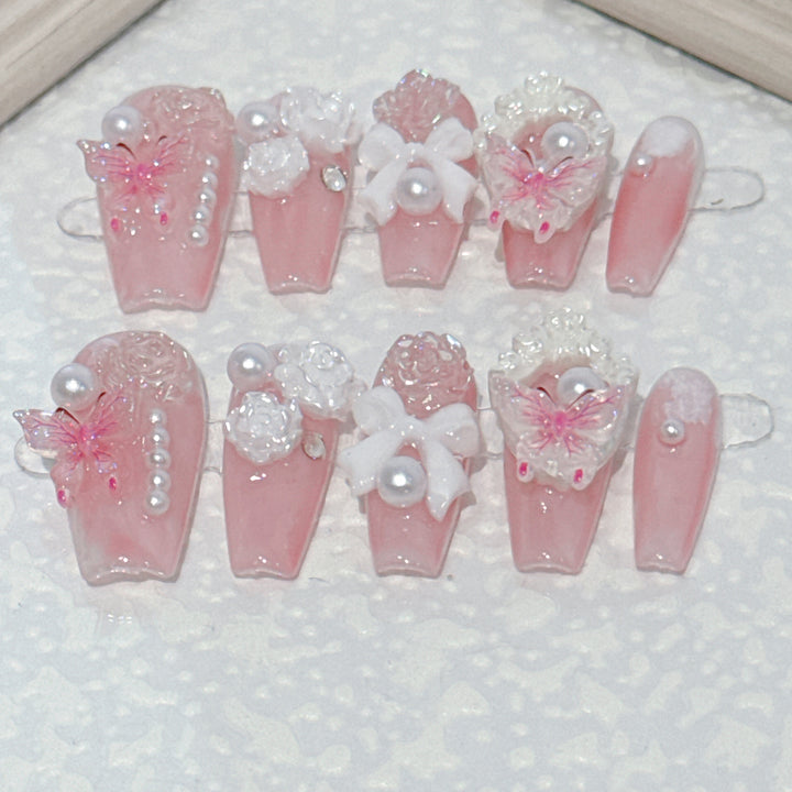 Elegant Decorative Press-On Nails
