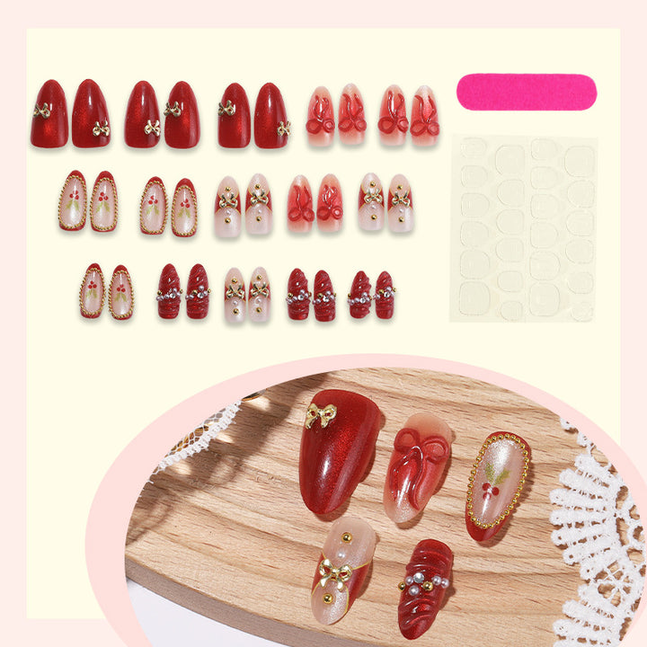 Decorative Press-On Nail Set with Holiday Designs kalsten