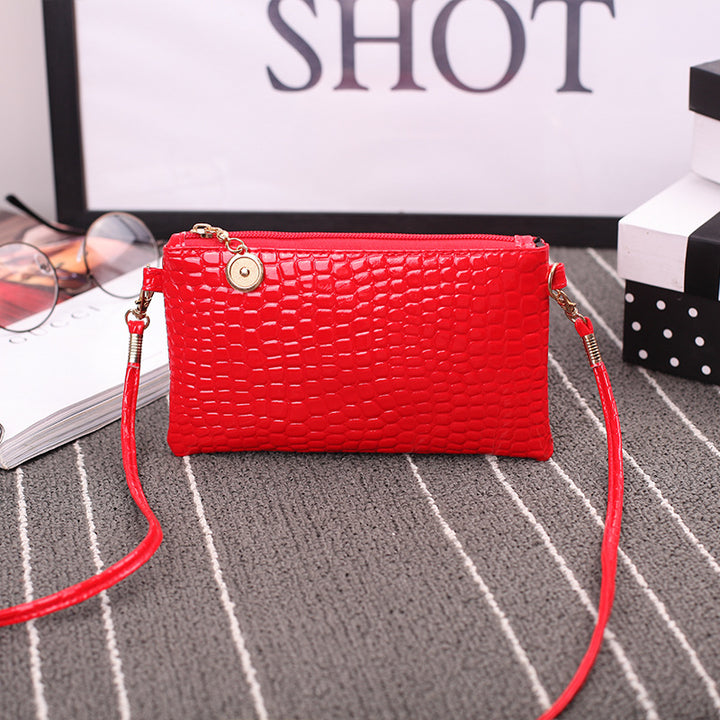 Crocodile Patterned Crossbody Clutch
