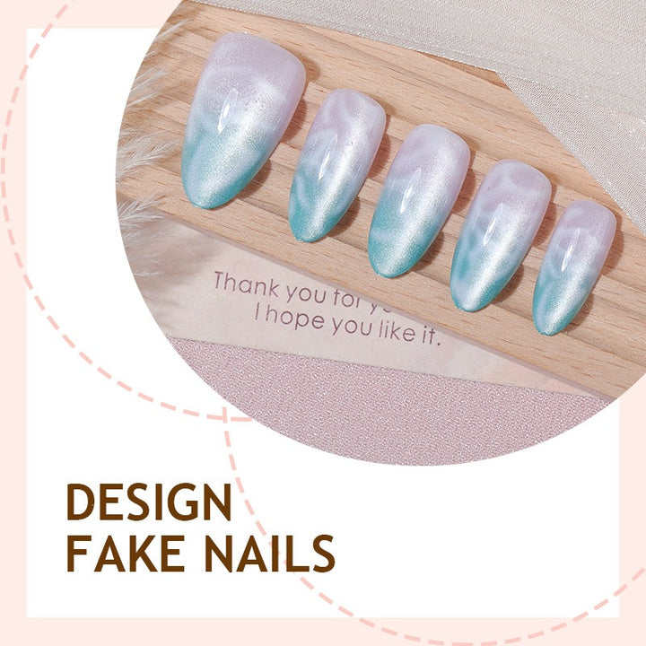 Artificial nail set with elegant gradient and shimmering accents Kalsten
