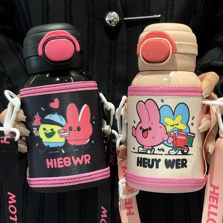 Women's insulated drinking bottle with secure flip-top lid and playful design Kalsten