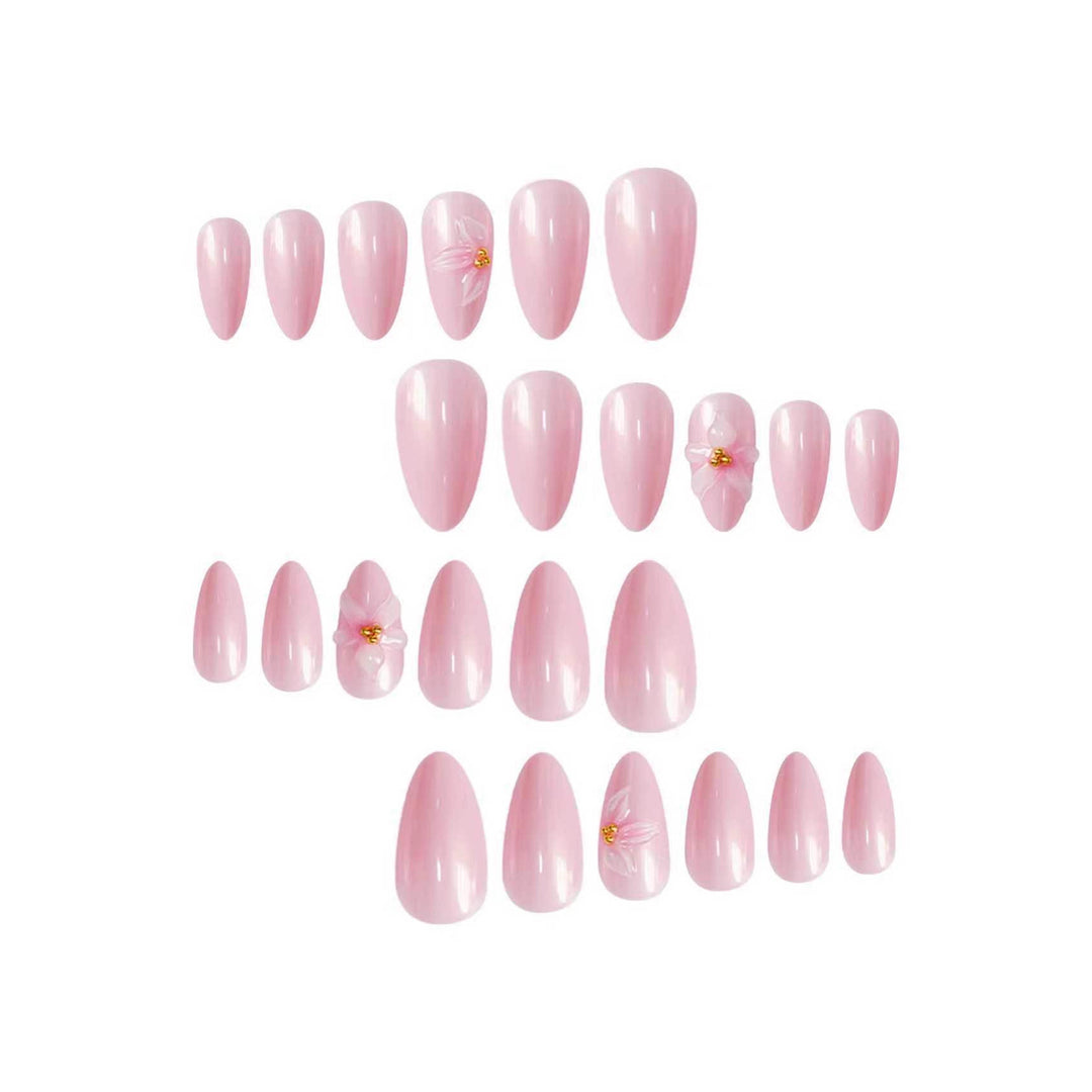 Floral-Decorated Stiletto Press-On Nail Art Kalsten