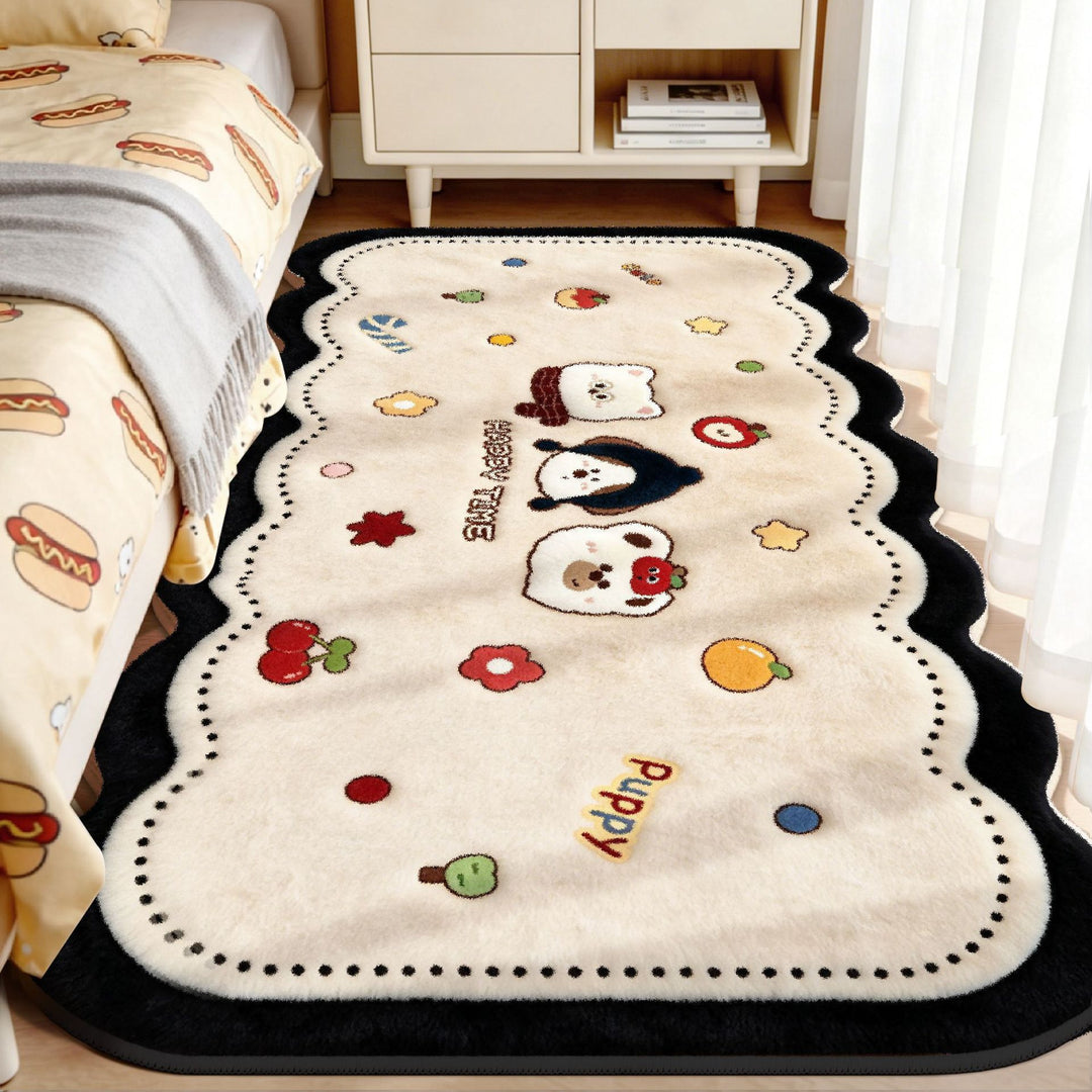 Plush Playful Bunny and Mushroom Area Rug