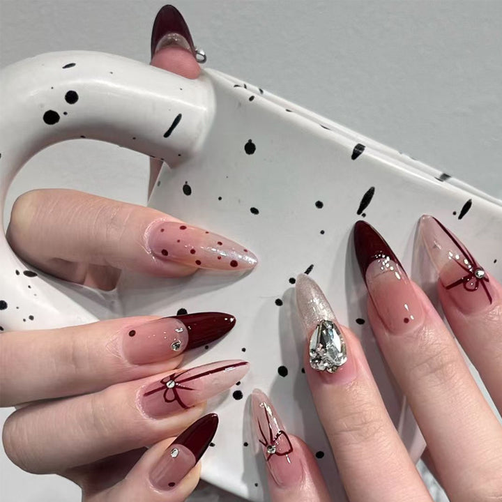 Artificial nail set with elegant bow and glitter details Kalsten