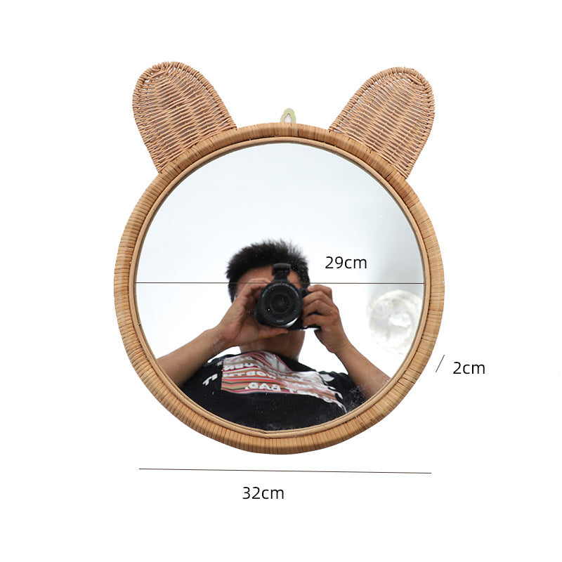 More Elegant Round Wall Mirror Made of Natural Rattan Kalsten